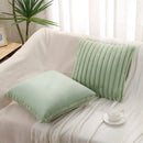 Axyaa White Green Rabbit Hair Cushion Cover Set - Modern Luxury Sofa Pillows