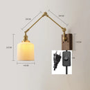 Axyaa Copper Swing LED Wall Light with Pull Chain Switch, Wide Rotation, Walnut Canopy