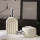 Axya Geometric Stripes Ceramic Soap Dispenser Set