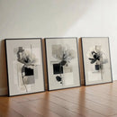 Axyaa Abstract Floral Art Set, Beige & Black Minimal Plant Wall Decor, Neutral Tone Canvas Paintings