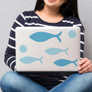 Axyaa Blue Fish Wall Stickers Set for Kids Room Decor