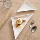 Axyaa White Ceramic Triangle Plate Set for Modern Dining & Molecular Cuisine.
