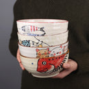 Axyaa 7-inch Ceramic Ramen Noodle Bowl - Japanese Hand-Painted Design for Home and Restaurant