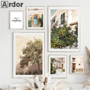 Tuscany Bellagio Town Canvas Painting by Axyaa - Mediterranean Rural Nordic Wall Art