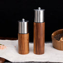 Axya Stainless Steel Cap Manual Grinder for Kitchen, Acacia Cylindrical Bottle with Ceramic Core