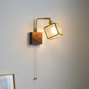 Axyaa Cube Glass LED Wall Lights - Walnut Wood Finish