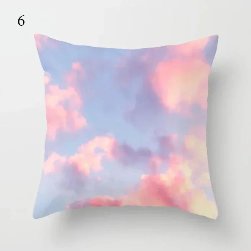 Axyaa Pink Psychedelic Landscape Print Pillowcase for Bedroom Living Room