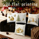 Axyaa Christmas Tree & Ornament Printed Pillow Covers for Sofa, Bedroom, Car