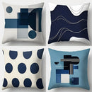 Axyaa Geometric Blue & White Pillow Covers, 17.7" Square, Contemporary Home Decor