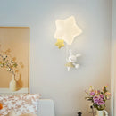 Axyaa Animal Bear Rabbit White Star Wall Lamp for Children's Bedroom
