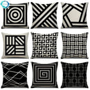 Axyaa Geometric Line Print Linen Cushion Cover - Home & Car Decor Pillowcase