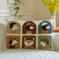 Axyaa Cartoon Cat Retro Cushion with Core Pillow