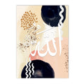 Boho Blue Orange Abstract Ayatul Kursi Canvas Wall Art by Axyaa