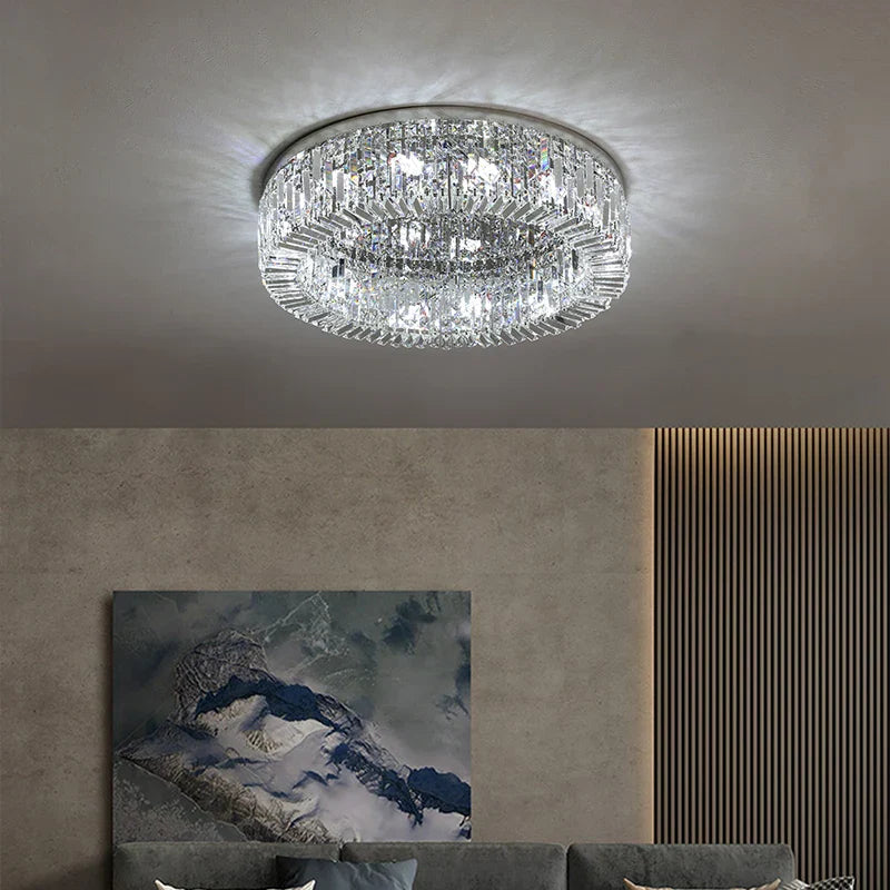 Axyaa Modern Gold Crystal LED Chandelier for Living Room Decor and Lighting