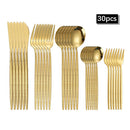 Axyaa Gold Hammered Cutlery Set - Stainless Steel, Dishwasher Safe