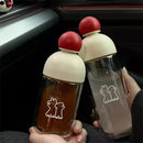 Axyaa Double Wall Glass Coffee Cup Aesthetic Tumbler With Lid 220/330ml