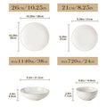 Axyaa Modern Relief Design Ceramic Dinnerware Set 12/16 Piece - Dinner, Dessert, Soup, Cereal Bowls