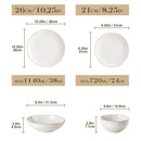 Axyaa Modern Relief Design Ceramic Dinnerware Set 12/16 Piece - Dinner, Dessert, Soup, Cereal Bowls