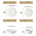 Axyaa Ceramic Dinnerware Set, Modern Relief Design, 12/16 Piece, for Dining Essentials