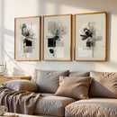 Axyaa Abstract Floral Art Set, Beige & Black Minimal Plant Wall Decor, Neutral Tone Canvas Paintings