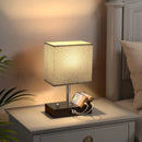 Axyaa Grey Bedside Lamp with USB C Ports and Phone Stands