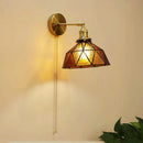 Axyaa Art Deco LED Wall Lamp with Pull Switch, Nordic Bedside Reading Lighting