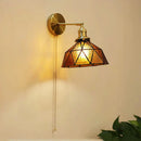 Axyaa Art Deco LED Wall Lamp with Pull Switch, Nordic Design Glass Interior Light