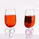 Axyaa Half Glass Cup with Pink Bowknot - 140ml Red Wine Champagne Flute