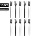 Axyaa White Gold Stainless Steel Dinner Fork Set - 10Pcs Flatware Cutlery Party Kitchen