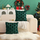 Axyaa Winter Green Faux Fur Christmas Tree Decorative Pillow Covers