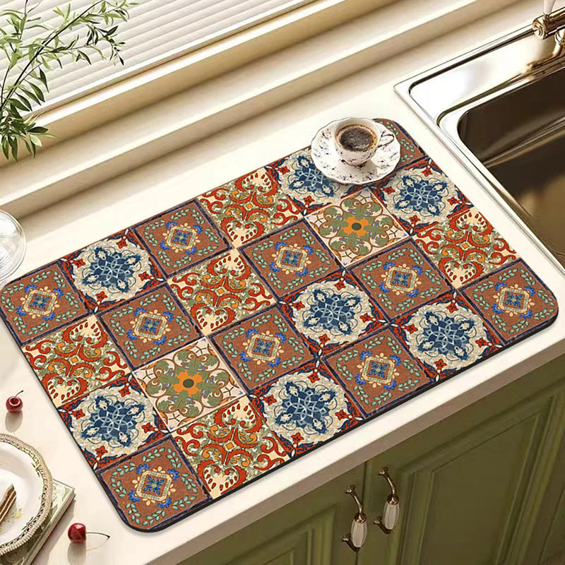 Axyaa Spices Printed Kitchen Absorbent Drying Mat - Tableware Draining Pad
