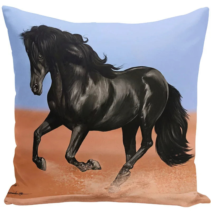 Animal Horse Printed Cushion Cover by Axyaa - Sofa Decor Pillowcase