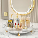 Axyaa Cosmetic Organizer: 360° Rotating Transparent Display Shelf for Makeup Storage