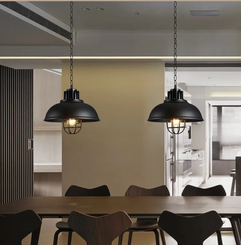 Axya Black Iron Pendant Lamp for Bar Cafe Dining Table Chandelier E27