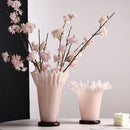 Axyaa Large Glass Vase with Lotus Leaf Edge for Home Decoration