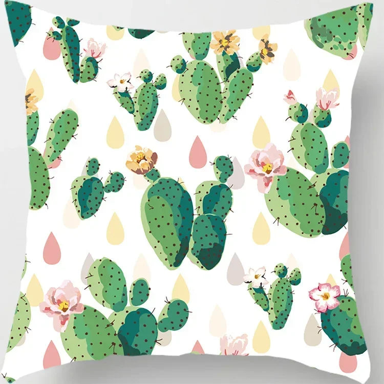 Axyaa Tropical Cactus Potted Pillowcase for Home and Office Decor