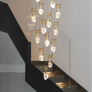 Axyaa Crystal Stair Chandelier: Modern LED Ceiling Light for Living Room