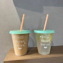 Axyaa 470ml Plastic Straw Coffee Cup: Reusable and Portable Transparent Drinking Cup
