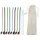 Axyaa Stainless Steel Reusable Colorful Straw Spoon for Cocktails and Coffee