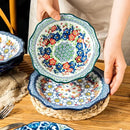 Axyaa Vintage Ceramic Deep Plate for Breakfast, Steak, and Fruit - High-Value Polish Style