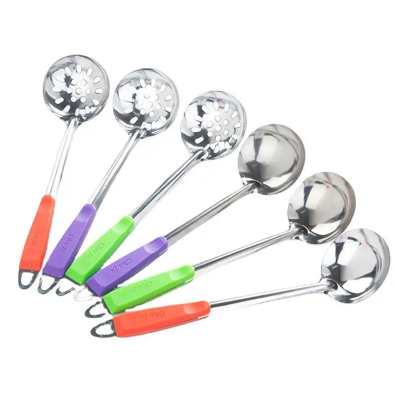 Axyaa Stainless Steel Ladle Strainer with Plastic Handle and Handing Hole