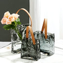 Axyaa Transparent Glass Vase with Irregular Texture for Terrarium Home Decoration