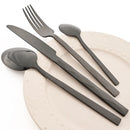Axyaa 16-Piece Black Stainless Steel Cutlery Set for Western Dining