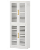 Axyaa 8-Tier Shoe Cabinet with Acrylic Doors, LED Lights, and Adjustable Shelves