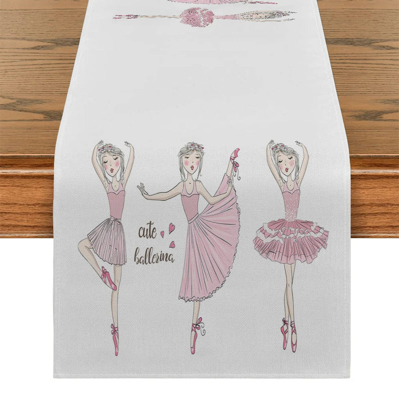 Axyaa Swan Ballet Girl Table Runner for Dining Room Decors