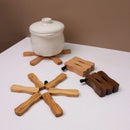 Axyaa Wood Insulated Pot Cushion: Creative Walnut Plate Mat for Kitchen Bowls.