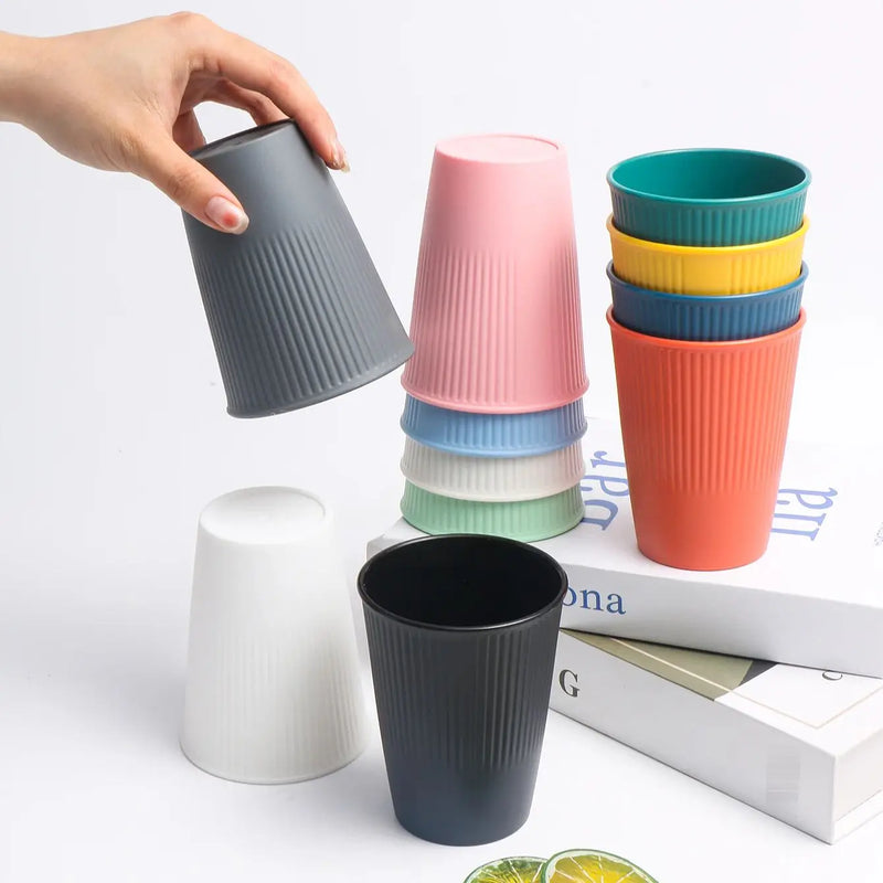 Axyaa Vertical Pattern Cup Set - 11pcs, Multi-color, Reusable Plastic Drinking Cups