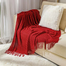 Axyaa Knitted Throw Blankets: Cozy Chunky Textured Vintage Gift, Tassel Trim