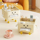 Axyaa Multifunction Tissue Box with Lid, Remote Holder, Phone Stand Organize