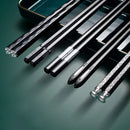 Axyaa 5 Pair Alloy Non-Slip Chopsticks Set for Kitchen Tableware Gift